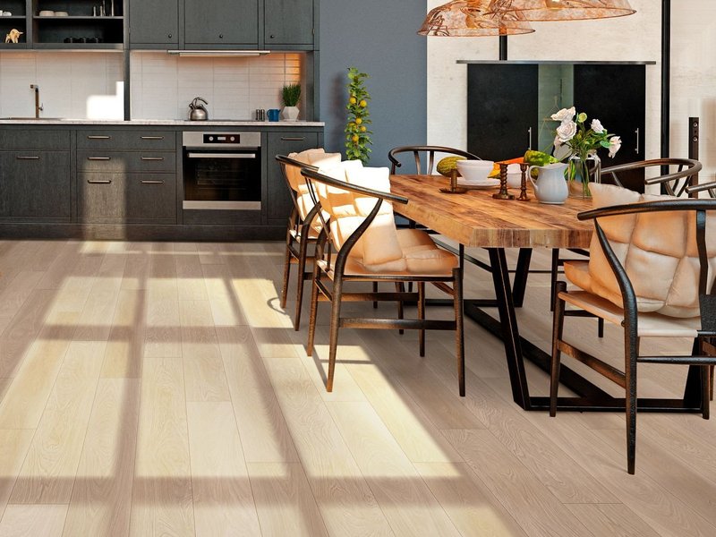 Kitchen with wood-look laminate flooring from River City Flooring in Missoula, MT